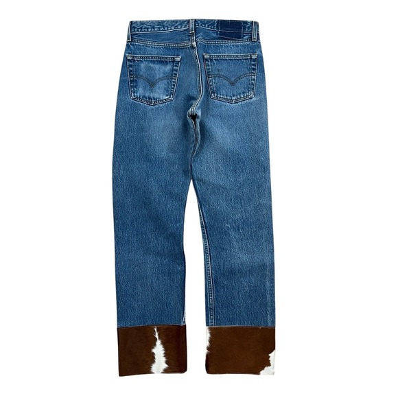 VTG 80s 501 Levis Womens 28x28.5 Jeans Custom Cowhide Denim Blue 524 Button - Picture 4 of 11